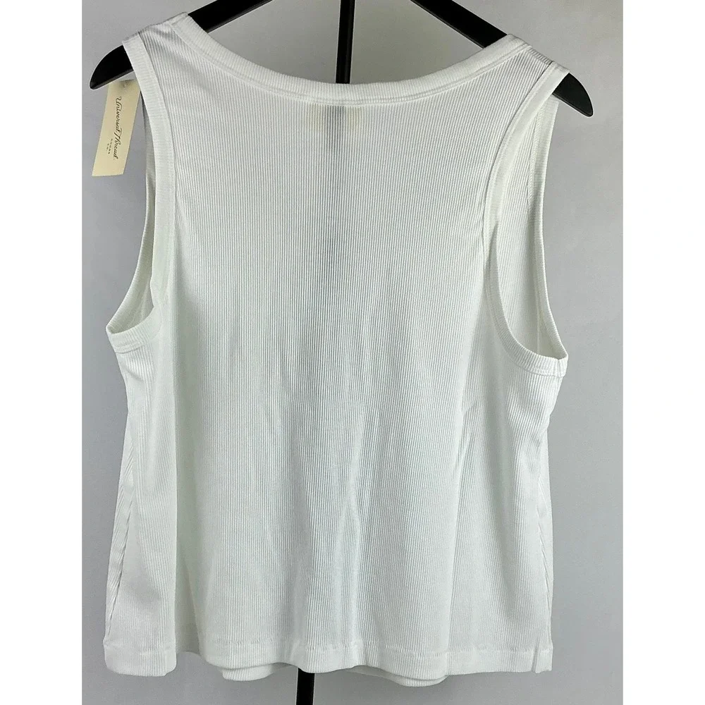 2 Pack Universal Thread White Ribbed Tank Top 2X Responsible Style - Picture 3 of 7